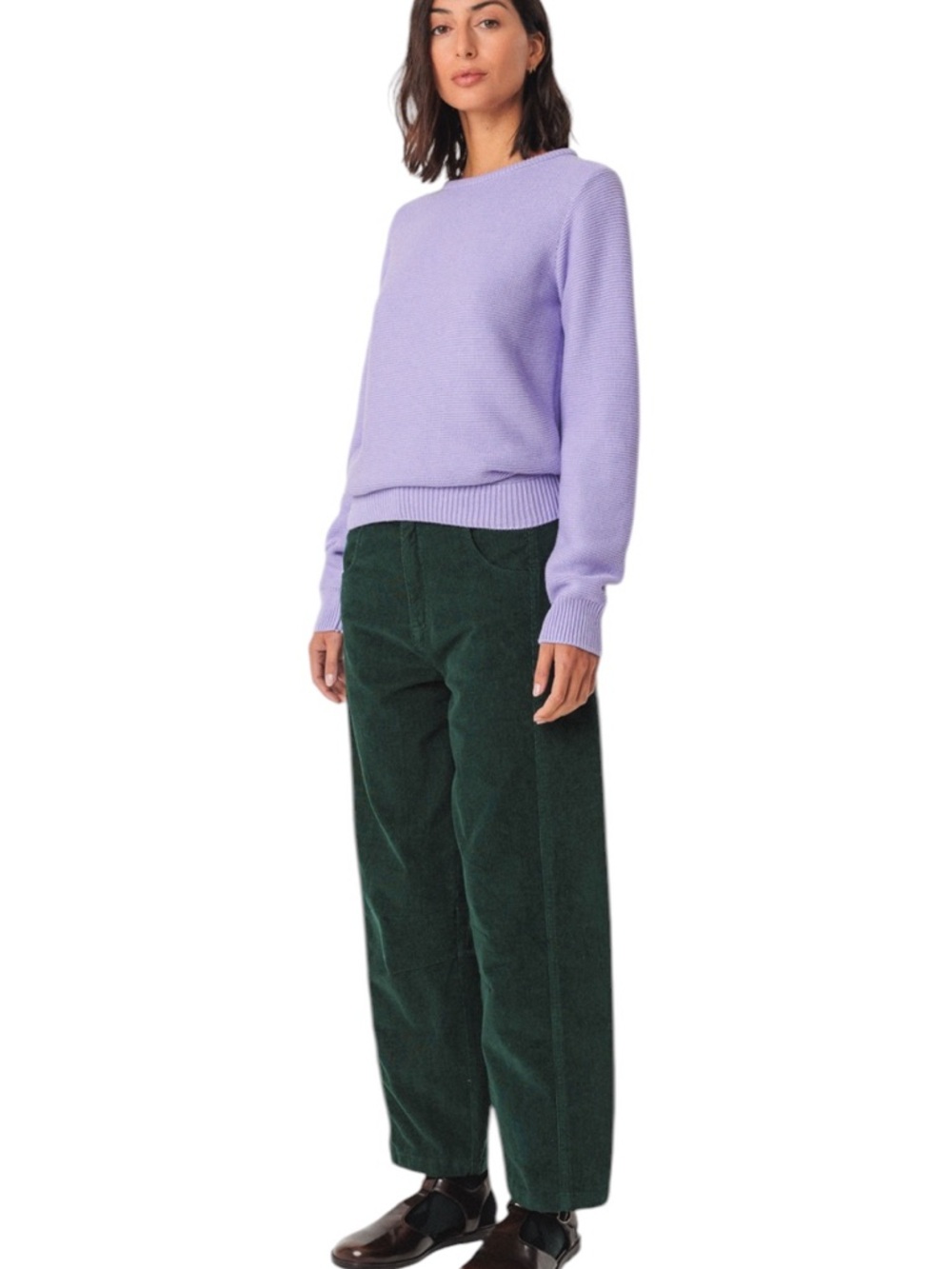 NWT SKFK Iradi Organic Cotton Textured Crewneck Sweater Lavender Blue US 2